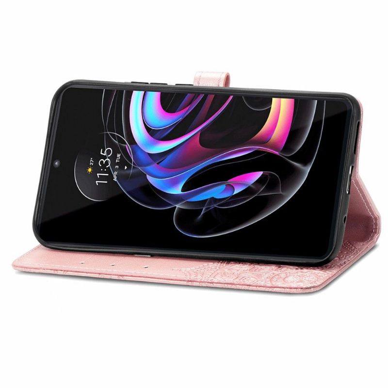 Flipové Pouzdro Na Motorola Edge 20 Pro Mandala Reliéf Z Umělé Kůže