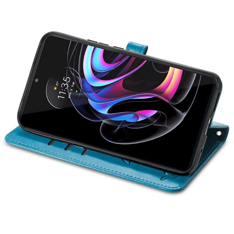 Flipové Pouzdro Na Motorola Edge 20 Pro Reliéfní Zvířata S Koženým Efektem