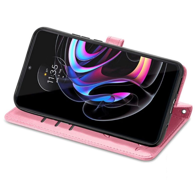 Flipové Pouzdro Na Motorola Edge 20 Pro Reliéfní Zvířata S Koženým Efektem