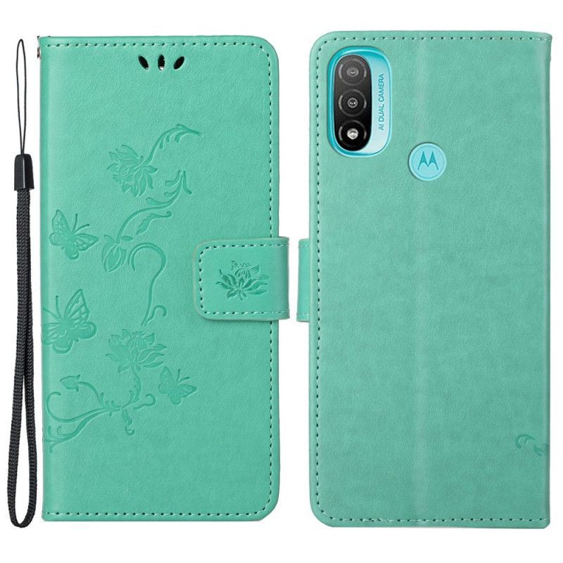 Flipové Pouzdro Na Moto G71 5G Asijské Motýly A Květiny