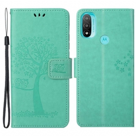 Flipové Pouzdro Na Moto G71 5G Na Lana Tanga Strom A Sovy