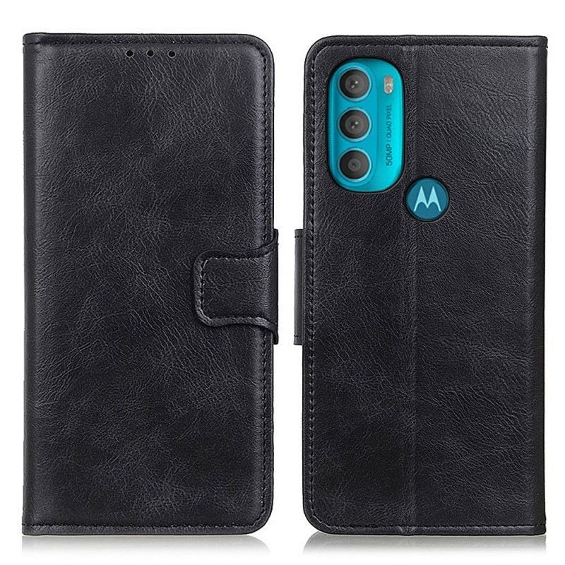 Flipové Pouzdro Na Moto G71 5G Oboustranná Spona S Koženým Efektem