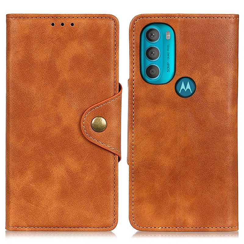 Flipové Pouzdro Na Moto G71 5G Vintage Umělá Kůže A Knoflík