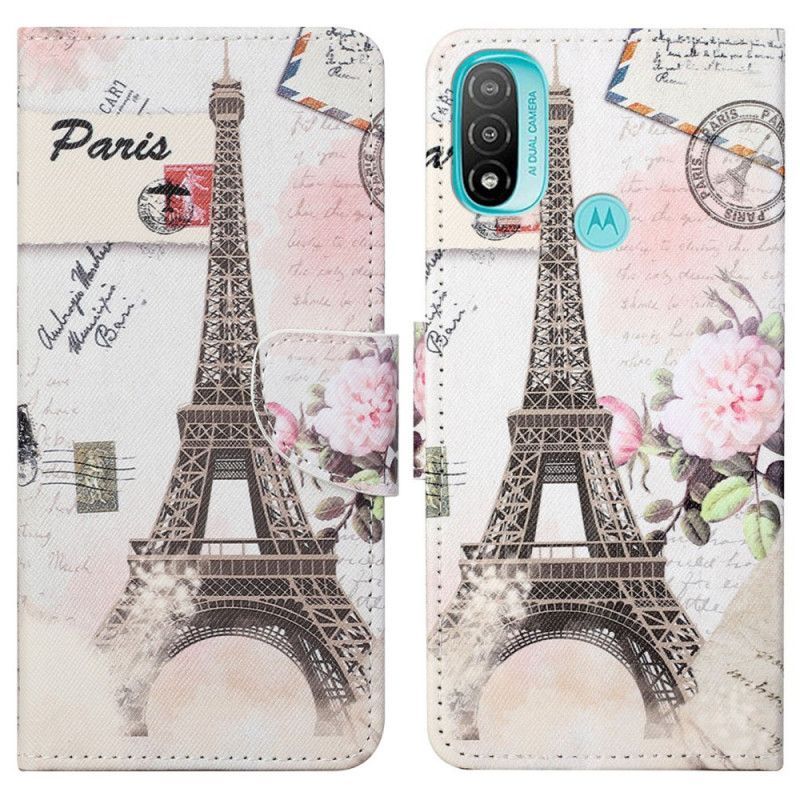 Kožené Pouzdro Na Moto G71 5G Retro Eiffelova Věž