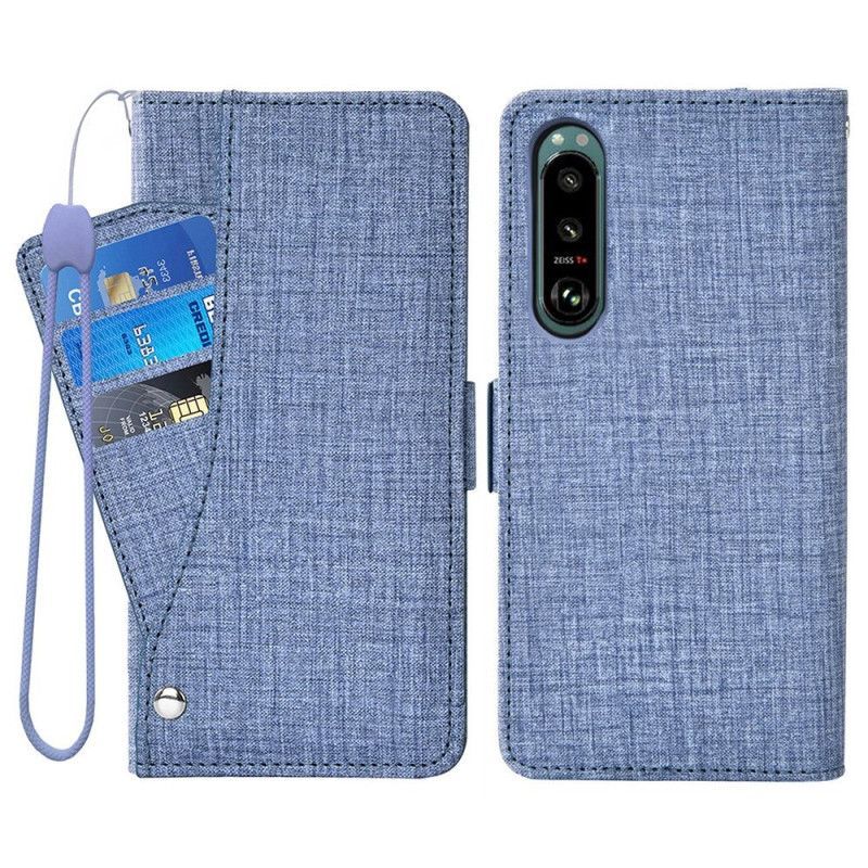 Flipové Pouzdro Na Sony Xperia 5 IV Džíny S Otočným Držákem Karet