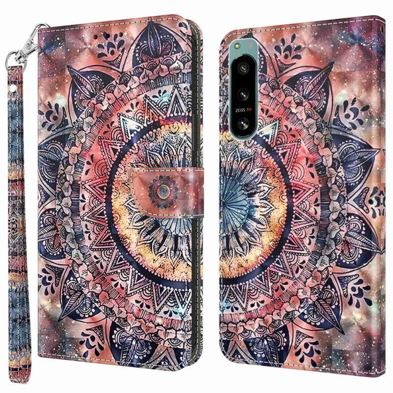 Flipové Pouzdro Na Sony Xperia 5 IV Na Lana Barevné Strappy Mandala