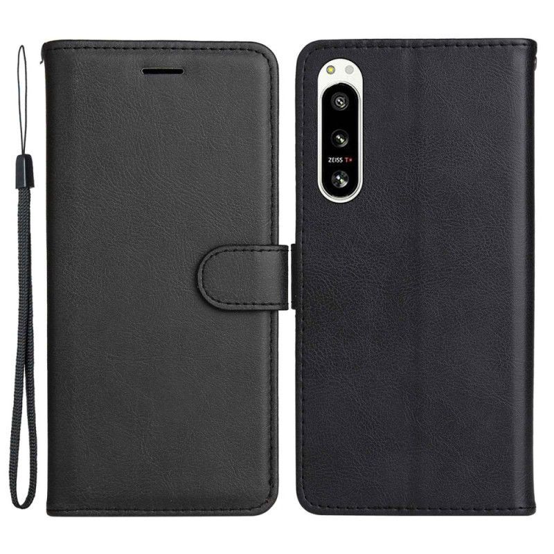 Flipové Pouzdro Na Sony Xperia 5 IV Na Lana Obyčejné S Popruhem