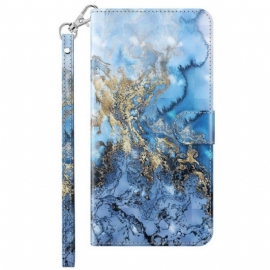 Flipové Pouzdro Na Sony Xperia 5 IV Na Lana Strappy Marble Style