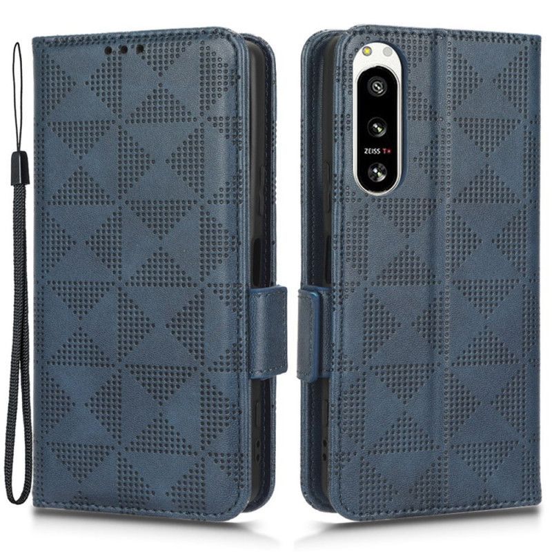 Flipové Pouzdro Na Sony Xperia 5 IV Trojúhelníky V Retro Stylu