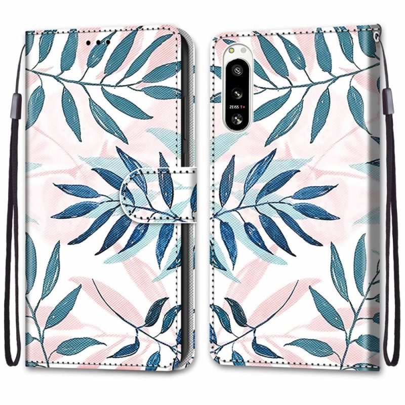 Kožené Pouzdro Na Sony Xperia 5 IV Grafika S Lanyardem