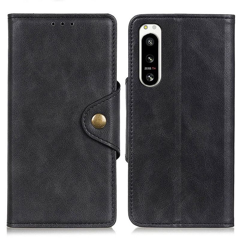 Kožené Pouzdro Na Sony Xperia 5 IV Magnetické Tlačítko