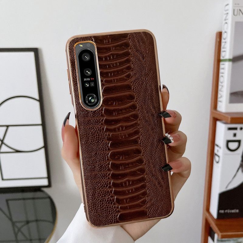 Kryt Na Sony Xperia 5 IV Krokodýlí Styl Z Pravé Kůže