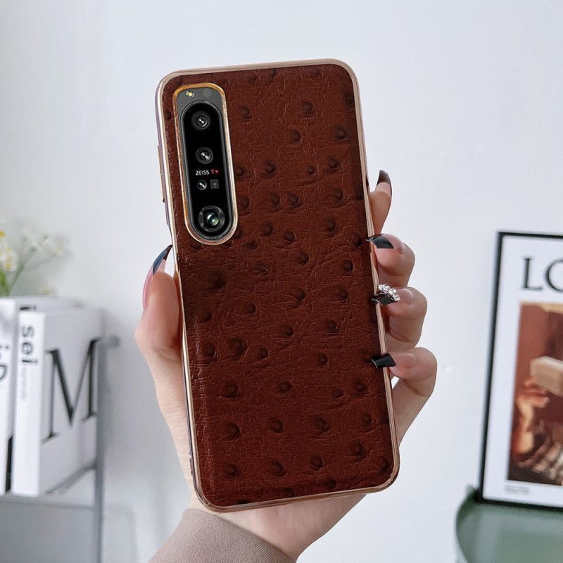 Kryt Na Sony Xperia 5 IV Pravá Kůže V Pštrosím Stylu