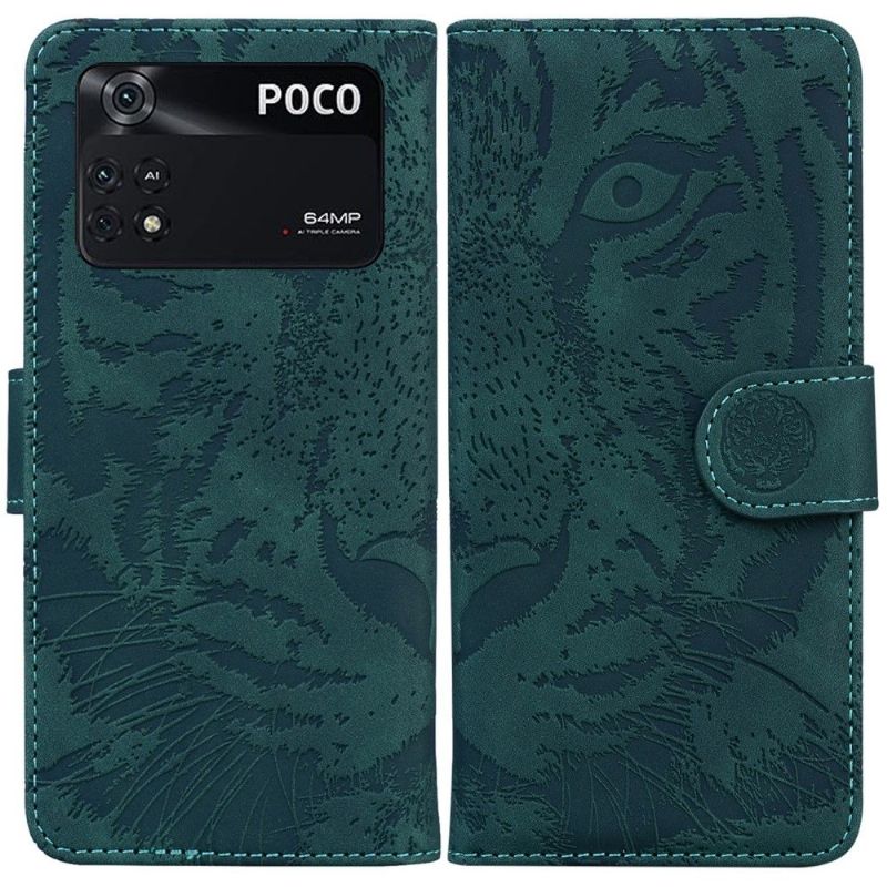 Flipové Pouzdro Na Poco M4 Pro 4G Reliéfní Tygr