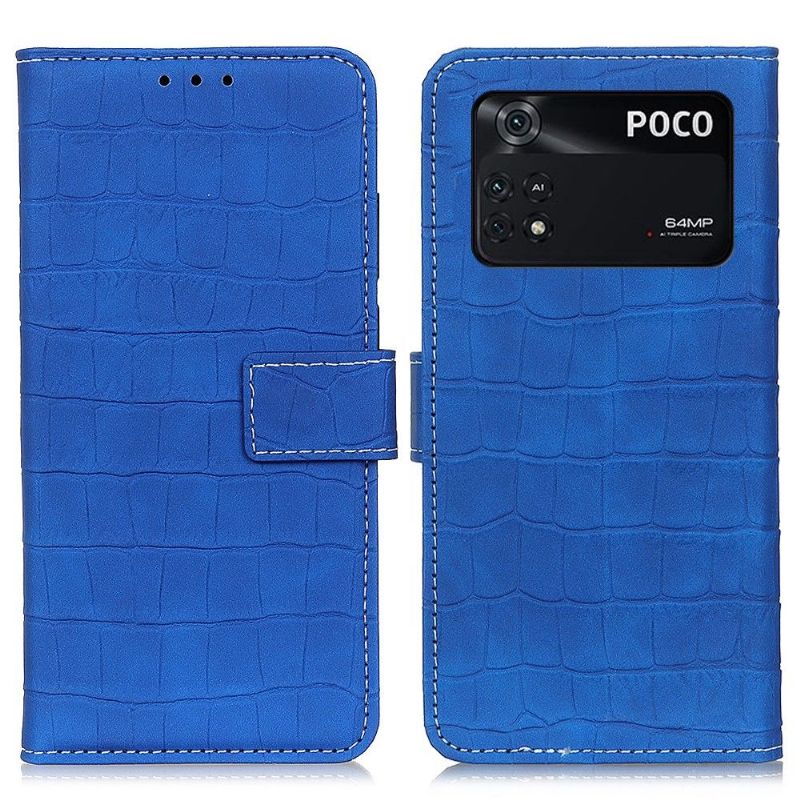 Flipové Pouzdro Na Poco M4 Pro 4G Sešívání Vzhledu Croc