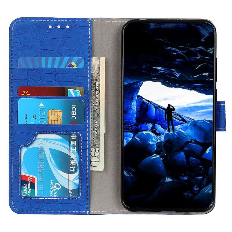 Flipové Pouzdro Na Poco M4 Pro 4G Sešívání Vzhledu Croc