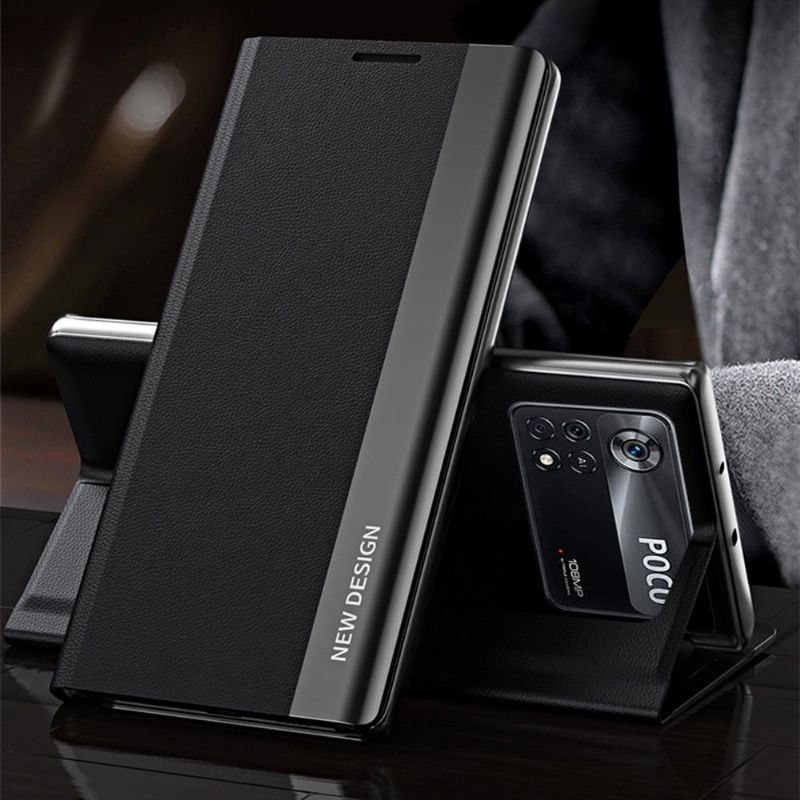 Pouzdra Na Poco M4 Pro 4G Obchodní Magnet S Koženým Efektem