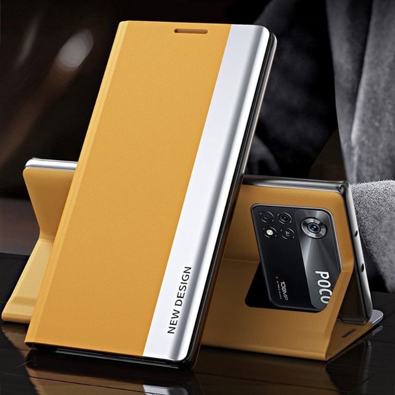 Pouzdra Na Poco M4 Pro 4G Obchodní Magnet S Koženým Efektem