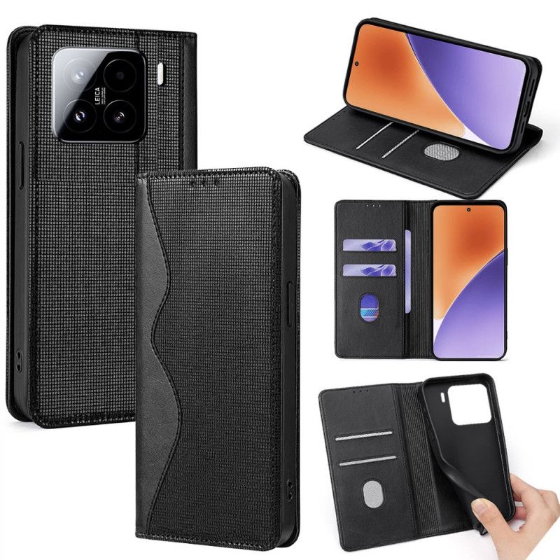 Kožené Pouzdro Folio Xiaomi 15 Vlnitý Design
