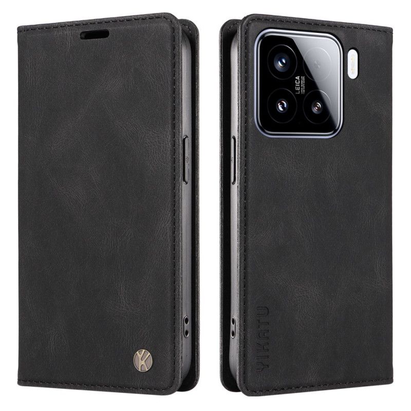 Kožené Pouzdro Folio Xiaomi 15 Yikatu Semišový Efekt