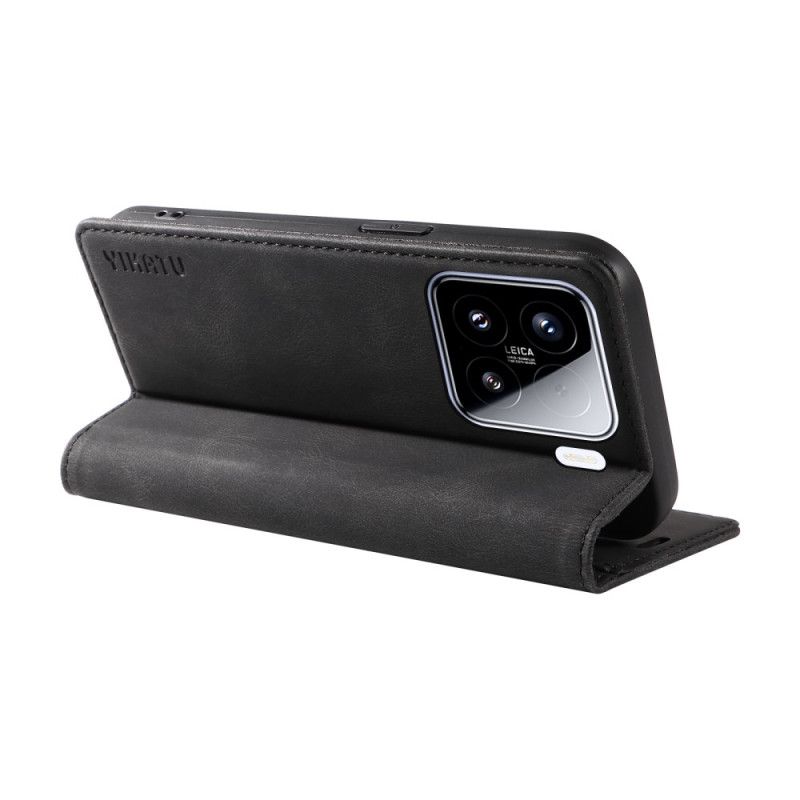 Kožené Pouzdro Folio Xiaomi 15 Yikatu Semišový Efekt