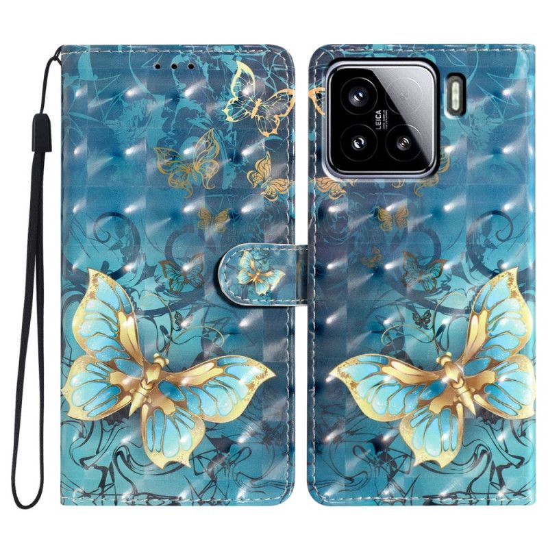 Kožený Kryt Na Xiaomi 15 3d Motýli