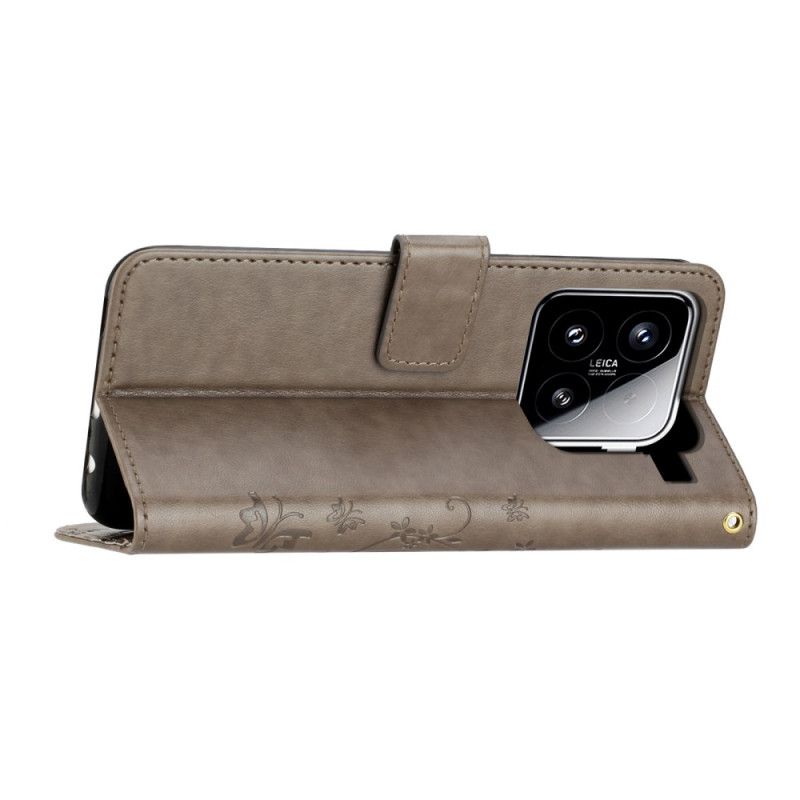 Kožený Kryt Na Xiaomi 15 Květinový Vzor