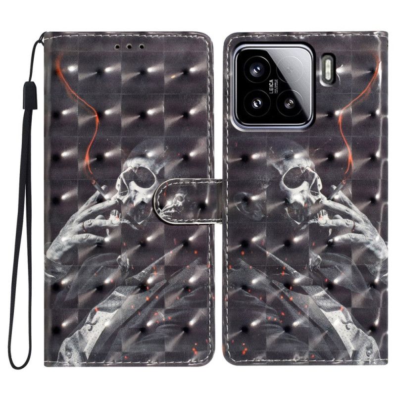 Kožený Kryt Xiaomi 15 3d Kouřící Kostlivec