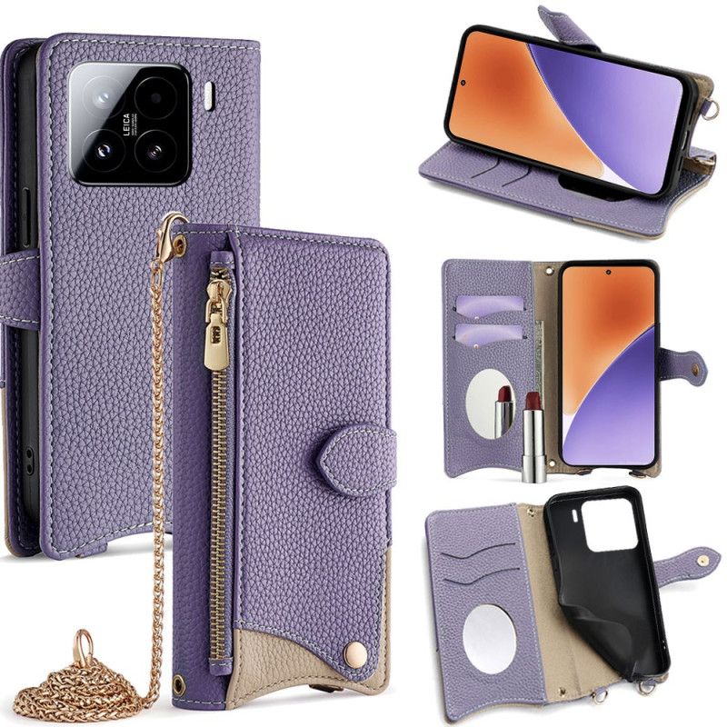 Kožený Kryt Xiaomi 15 Peněženka A Řetízek