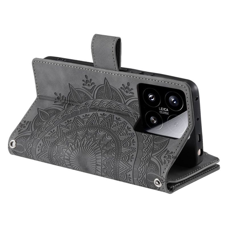 Kožený Kryt Xiaomi 15 Peněženka S Efektem Mandaly A Semiše