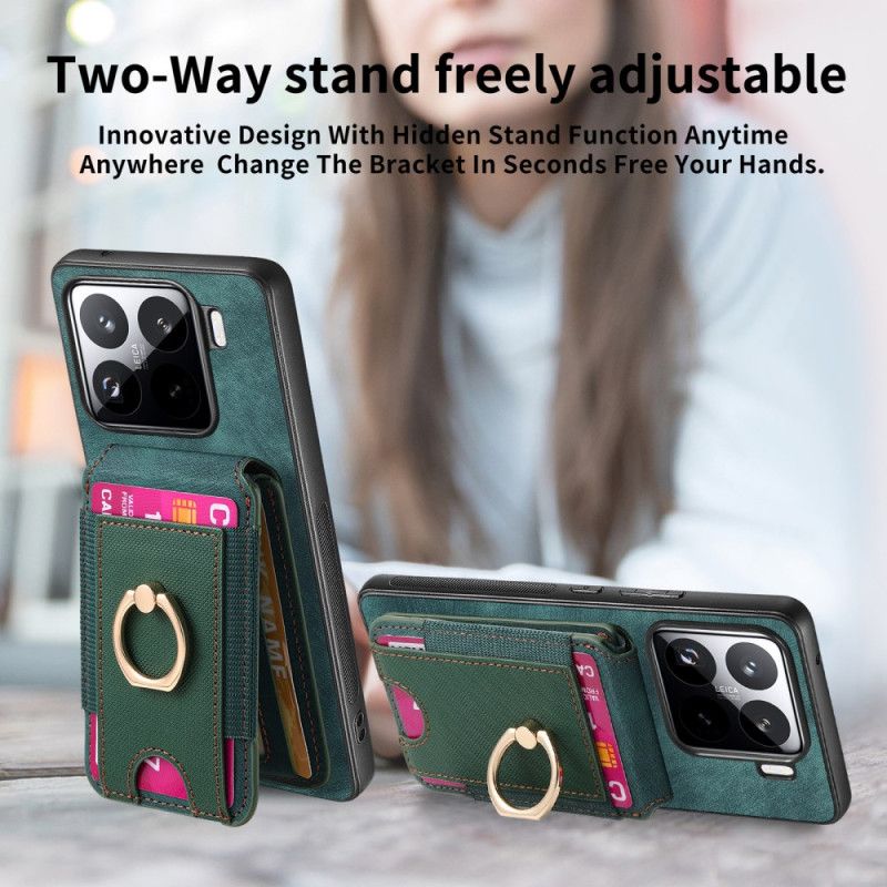 Kryt Xiaomi 15 Odnímatelné Pouzdro Na Karty A Stojánek S Efektem Semiše