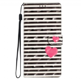 Peněženková Pouzdra Xiaomi 15 3d Pruhy A Srdce