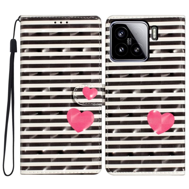 Peněženková Pouzdra Xiaomi 15 3d Pruhy A Srdce