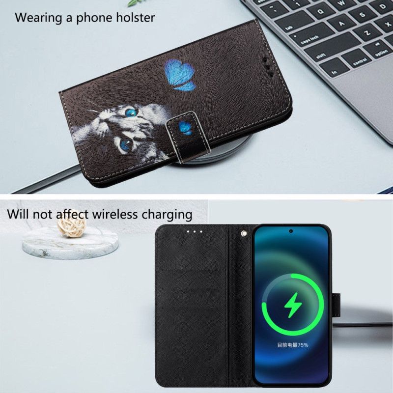 Peněženková Pouzdra Xiaomi 15 Motýl A Kočka