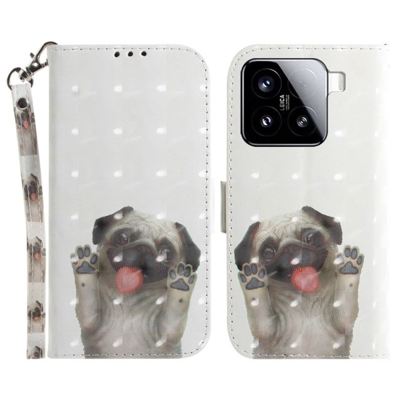 Peněženková Pouzdra Xiaomi 15 Šňůrka Na Krk Se Vzorem Mopse