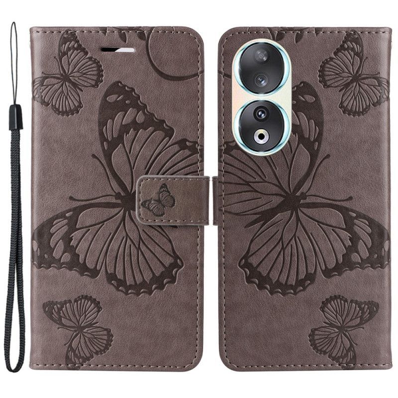 Flipové Pouzdro Na Honor 90 Na Lana Obří Motýli S Popruhem