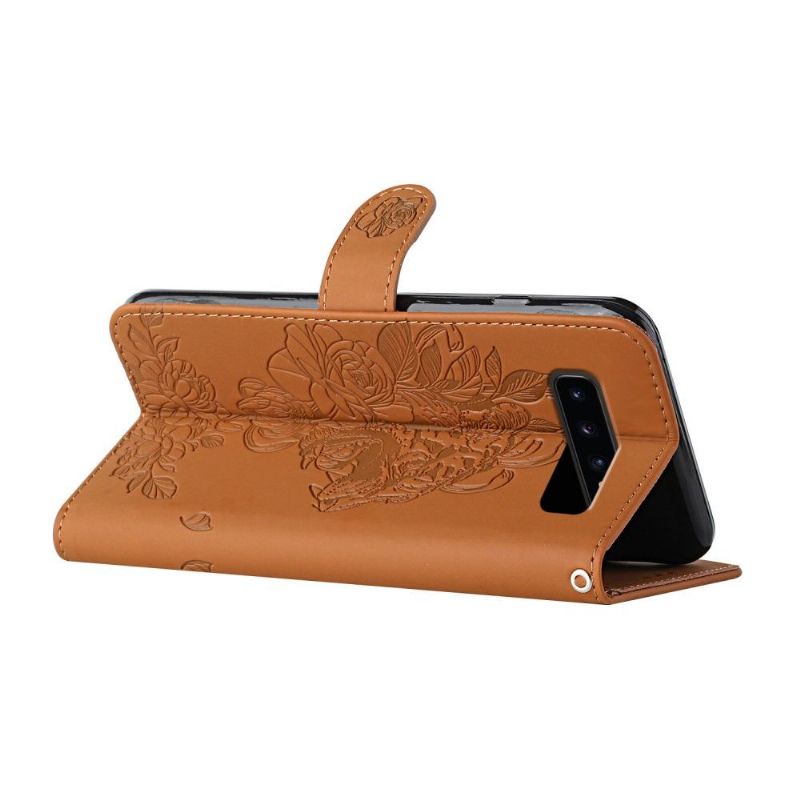 Flipové Pouzdro Na Samsung Galaxy S10 Plus Design Tiger + Popruh
