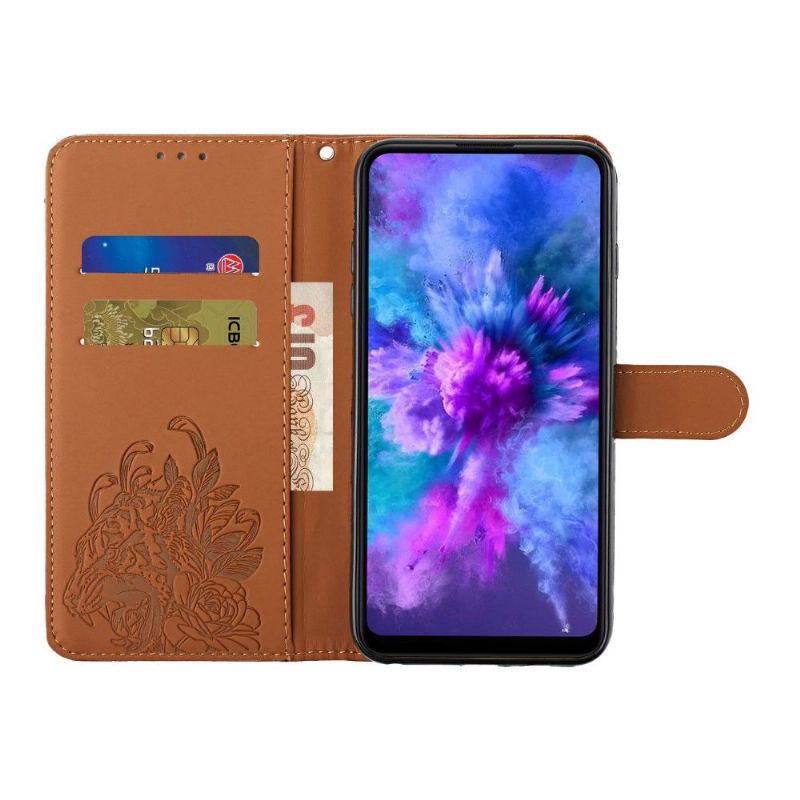 Flipové Pouzdro Na Samsung Galaxy S10 Plus Design Tiger + Popruh