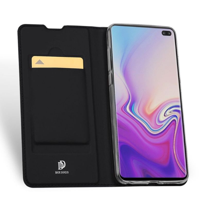Kožené Pouzdro Folio Na Samsung Galaxy S10 Plus Obchodní Imitace Kůže