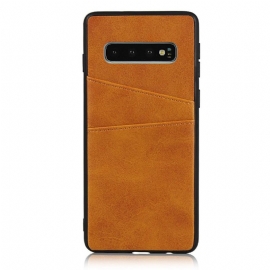Kryt Na Samsung Galaxy S10 Plus Kožený Držitel Karty S Efekty