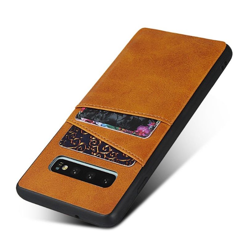 Kryt Na Samsung Galaxy S10 Plus Kožený Držitel Karty S Efekty