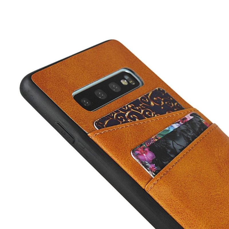 Kryt Na Samsung Galaxy S10 Plus Kožený Držitel Karty S Efekty