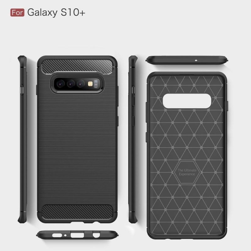 Kryt Na Samsung Galaxy S10 Plus Uhlíkový Kartáčovaný Gel