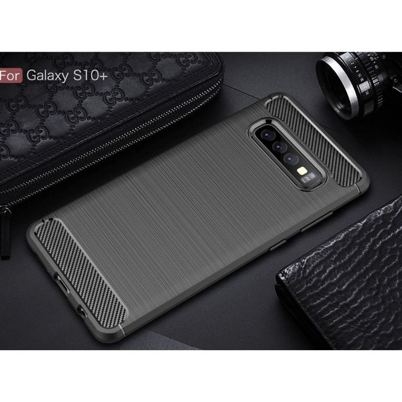 Kryt Na Samsung Galaxy S10 Plus Uhlíkový Kartáčovaný Gel