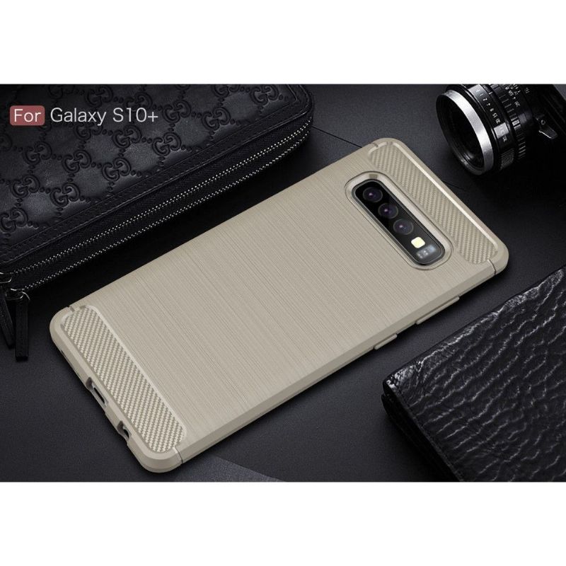Kryt Na Samsung Galaxy S10 Plus Uhlíkový Kartáčovaný Gel