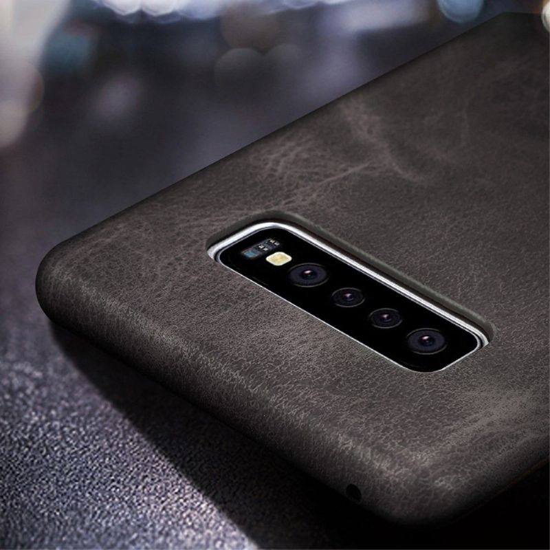 Kryt Na Samsung Galaxy S10 Plus Vintage Série Kůže - Tmavě Hnědá