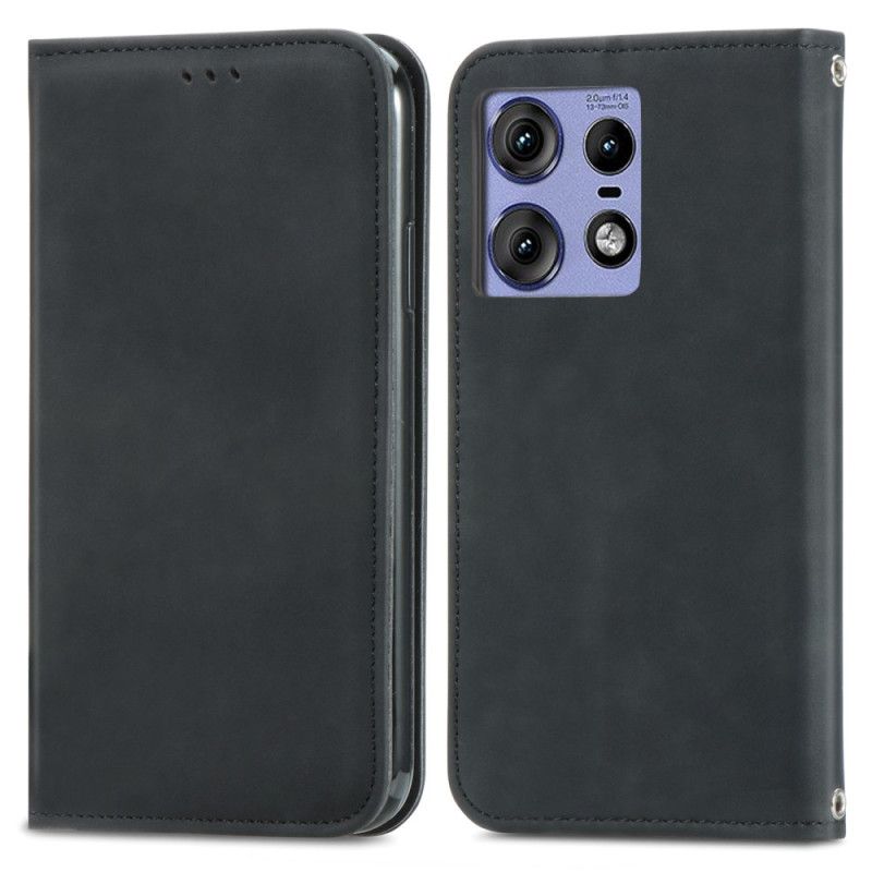 Kožené Pouzdro Folio Motorola Edge 50 Pro Semišový Efekt