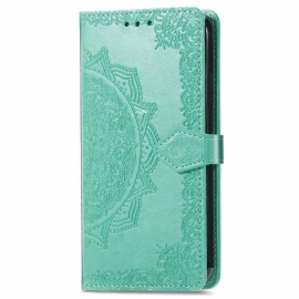 Kožený Kryt Motorola Edge 50 Pro Barokní Mandala S Řemínkem