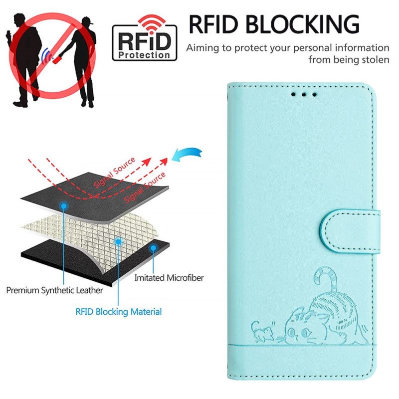 Kožený Kryt Motorola Edge 50 Pro Kreslená Ochrana Rfid