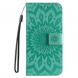 Kožený Kryt Motorola Edge 50 Pro Sluneční Mandala